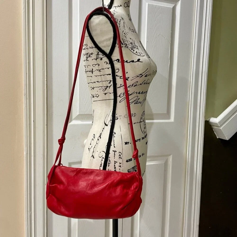 BOHO CHIC Y2K CROSSBODY BAG RED LEATHER MADE IN USA JWM DERR BEND OREGON ICONIC - Picture 6 of 16